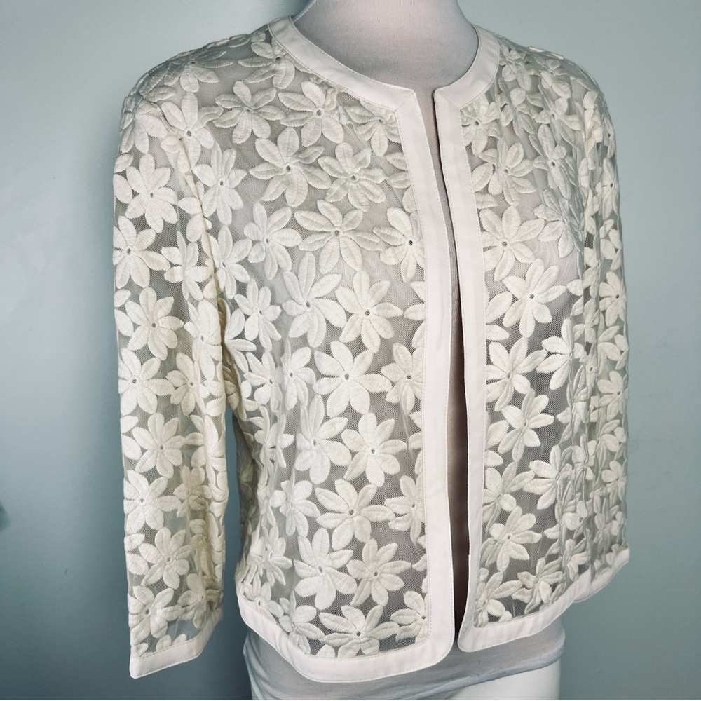 Anne Klein Cream Floral Lace Jacket